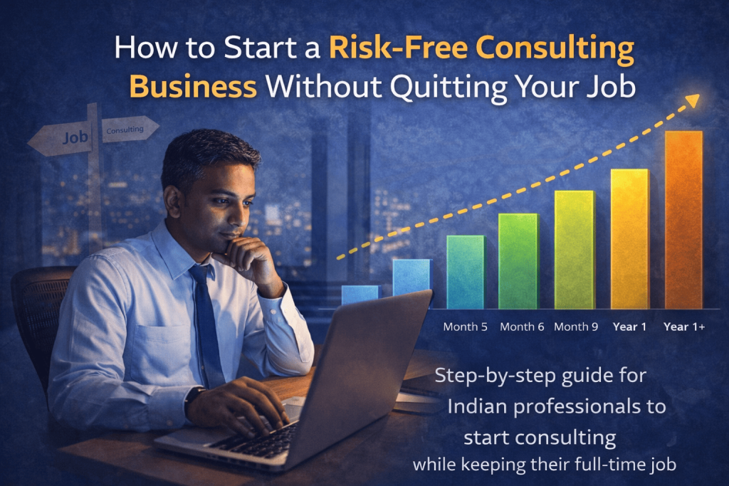 Salaried professional learning how to start a risk-free consulting business after office hours
