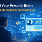 Build Your Personal Brand to Become an Independent Director with a professional LinkedIn profile optimization and career growth visual, highlighted by digital networking symbols and the SkillArbitrage logo.