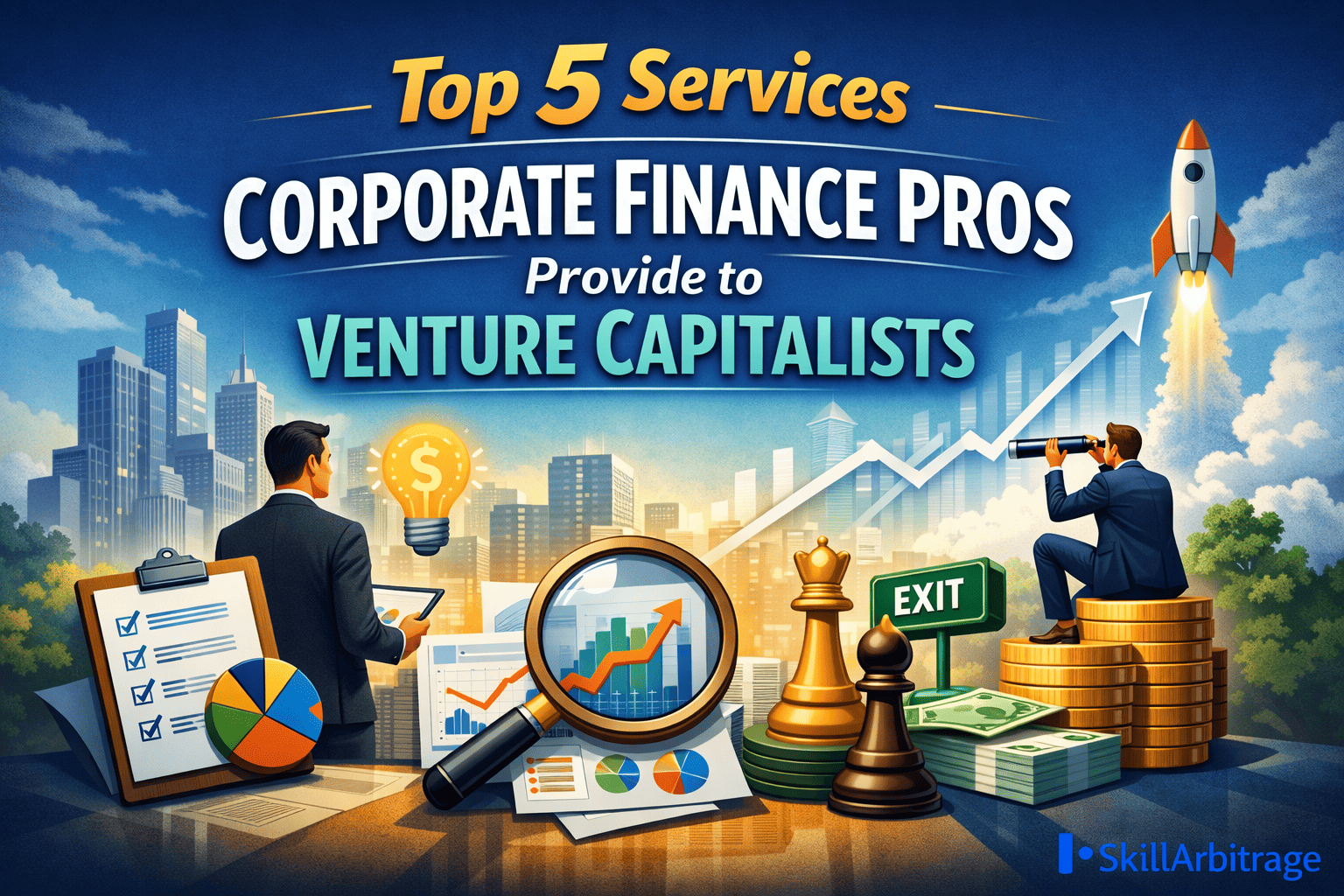 Role of corporate finance professionals in venture capital exit strategies with IPO, acquisition, SPAC, and secondary sale options